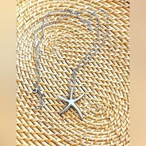 Italian vintage sterling silver long chain with starfish pendant